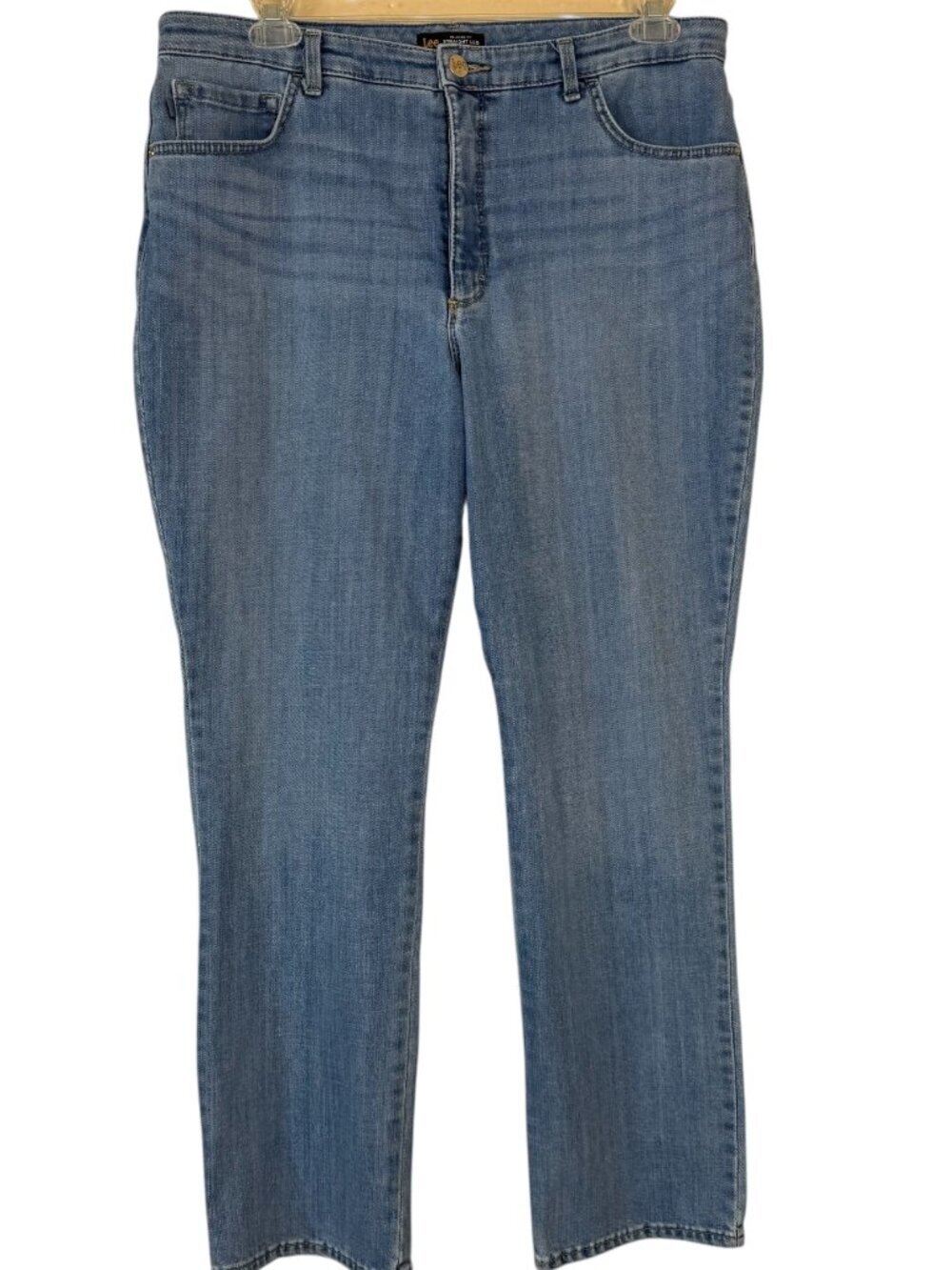 Lee Relaxed Fit Straight Leg Jeans High Rise Blue Denim Size 18M Light Wash